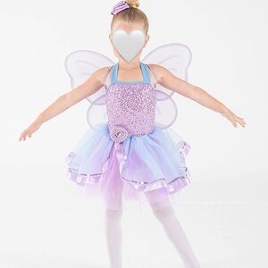 Purple and blue dance costume (butterfly or fairy wings optional)